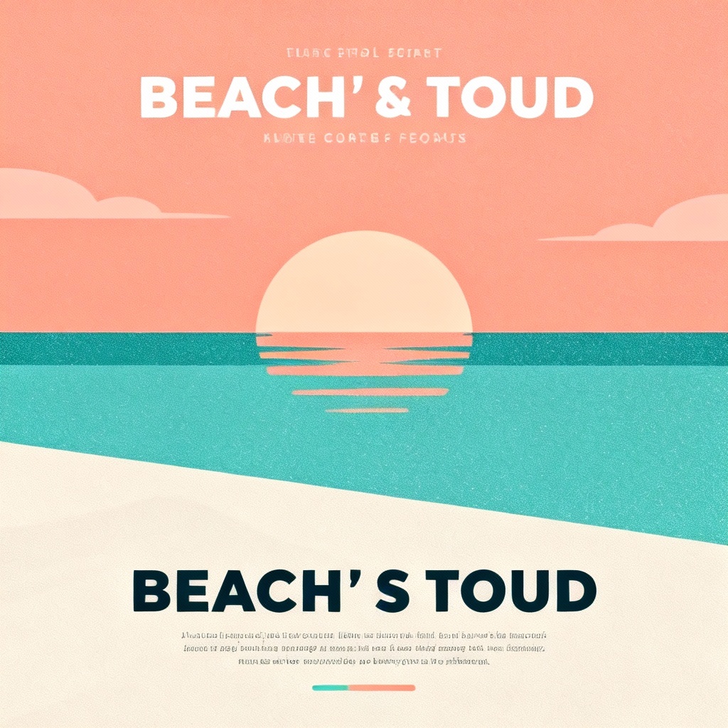 AI minimalist vector beach sunset poster