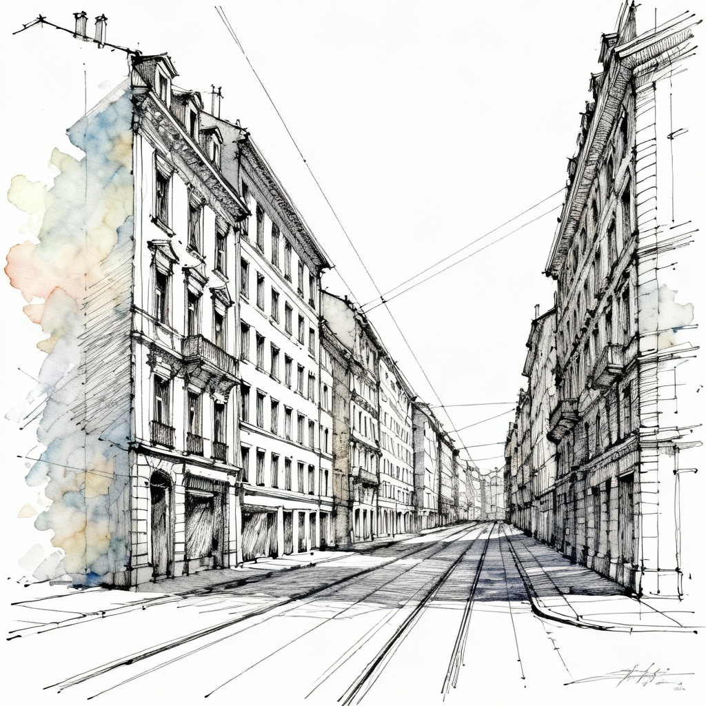 AI ink line architectural sketch from image