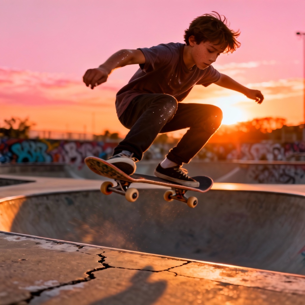 AI Teen Skatepark Scene