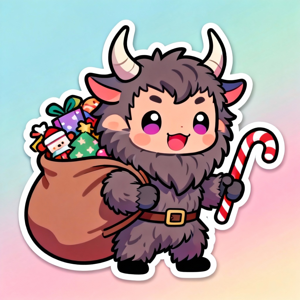 AI cute chibi Krampus sticker
