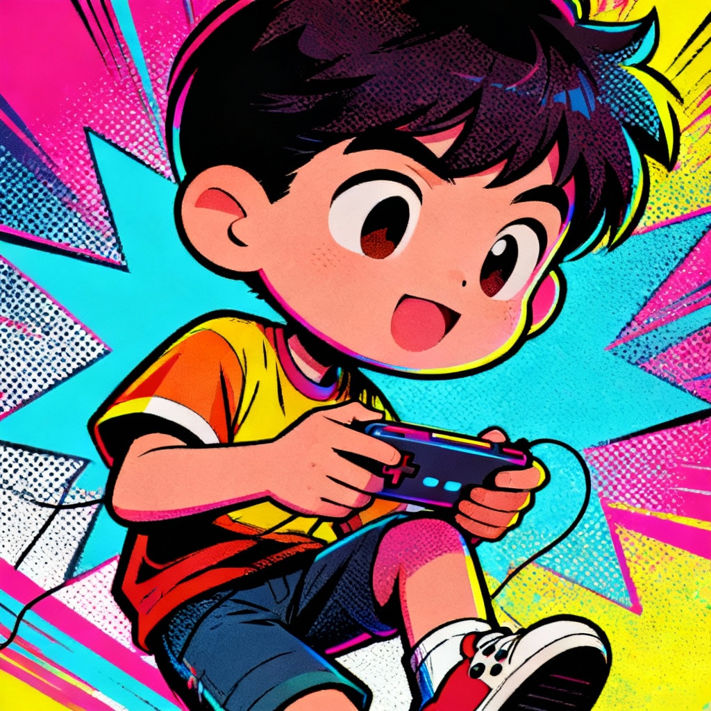 AI big head comic gamer cartoon