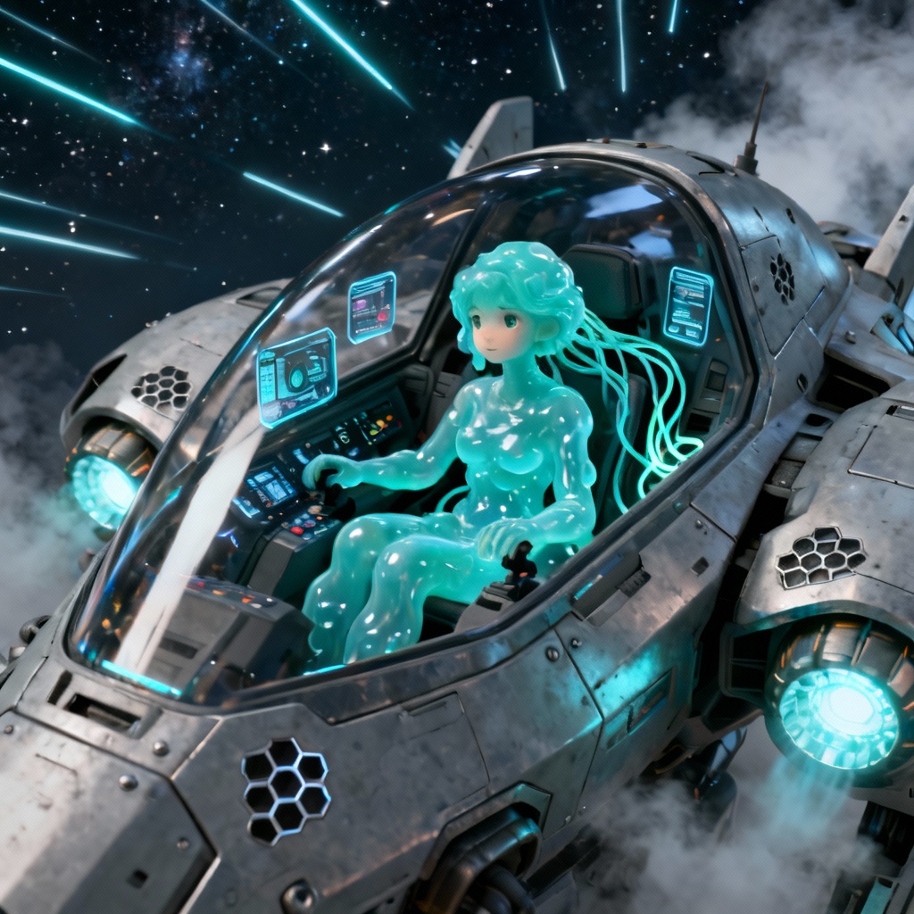 AI sci-fi mecha slime pilot