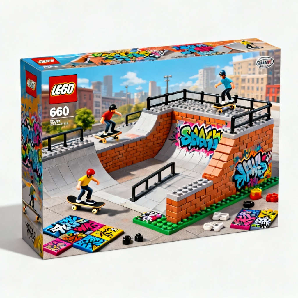 AI LEGO modern city skate park set concept