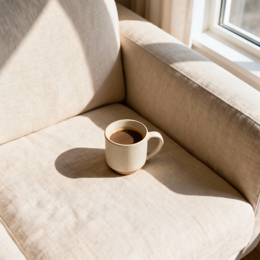 AI cozy minimal lifestyle photoshoot in natural light