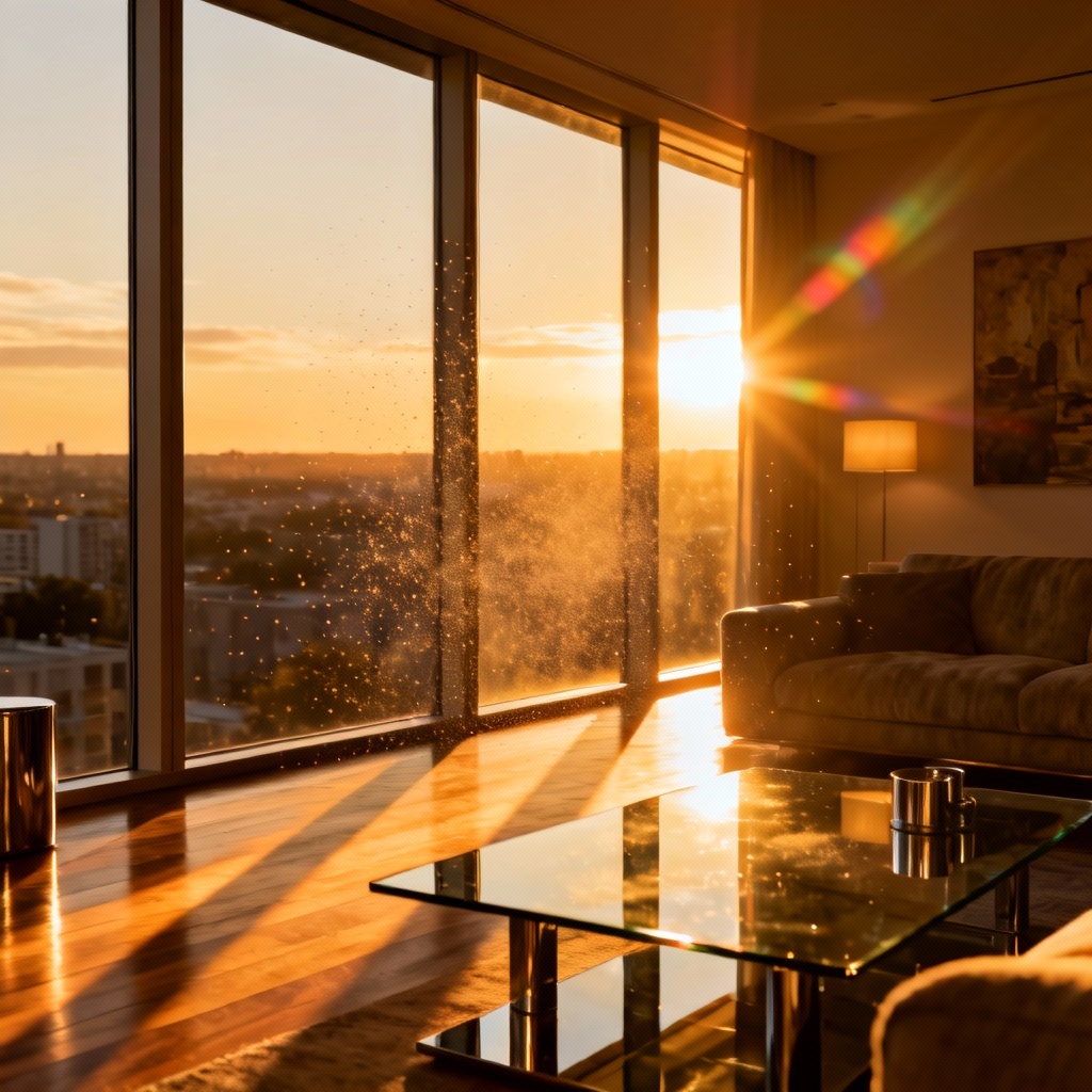 AI warm sunset through window