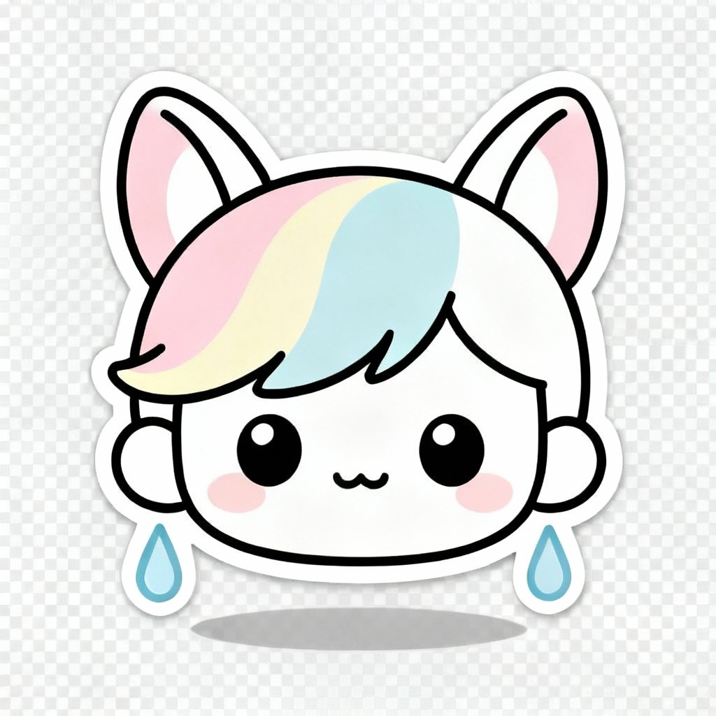 AI chibi sticker with oversized cute pony ears