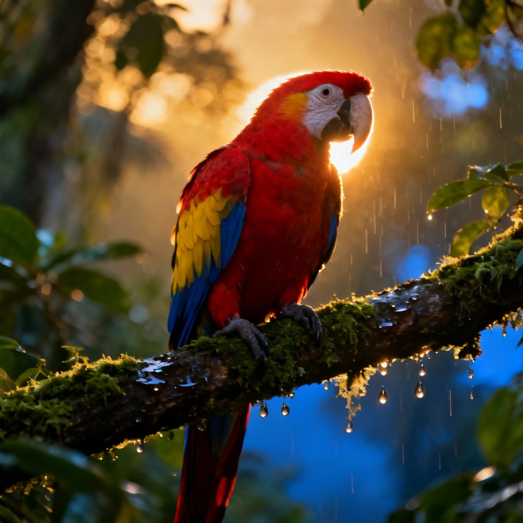 Photorealistic scarlet macaw created with AI birds generator