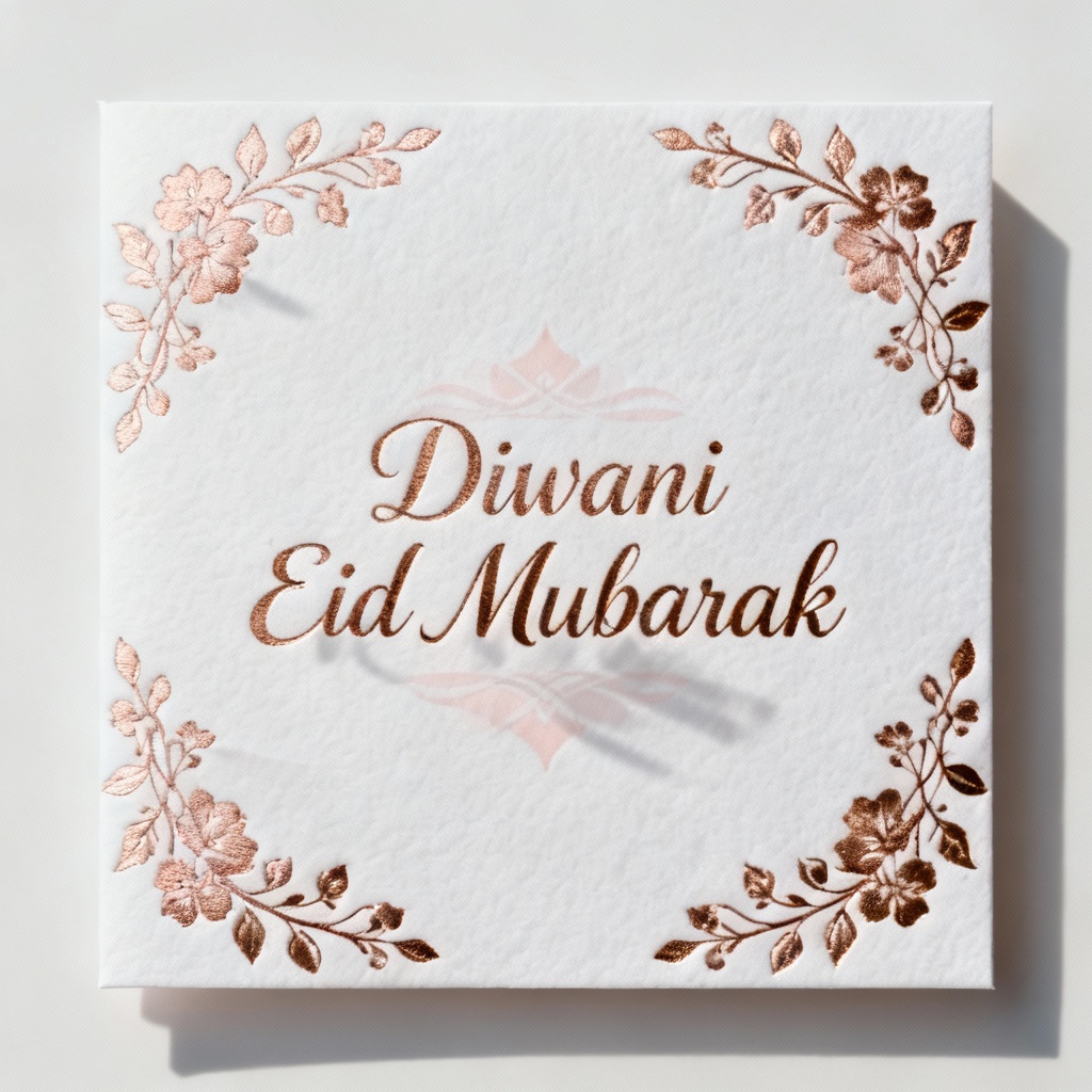 White And Rose Gold Elegant Eid Mubarak Card