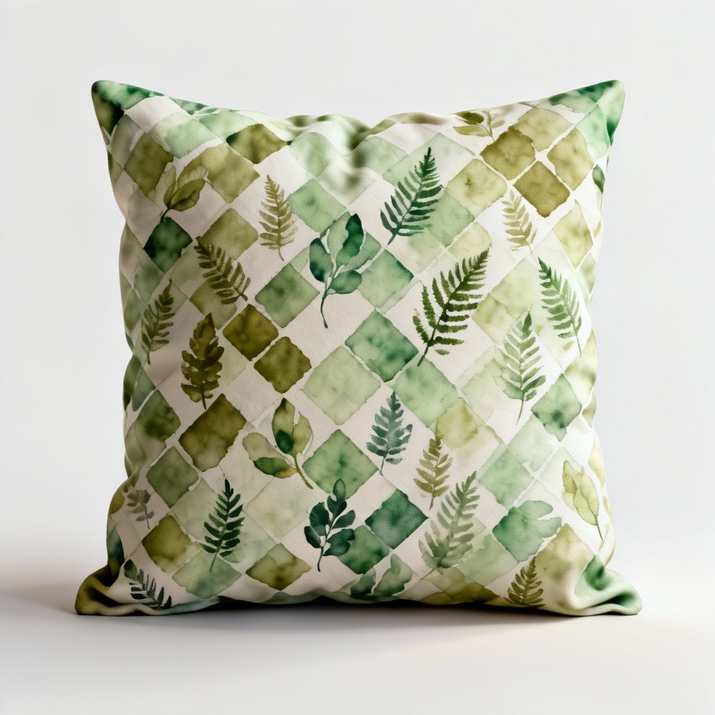 AI botanical seamless pattern pillow design