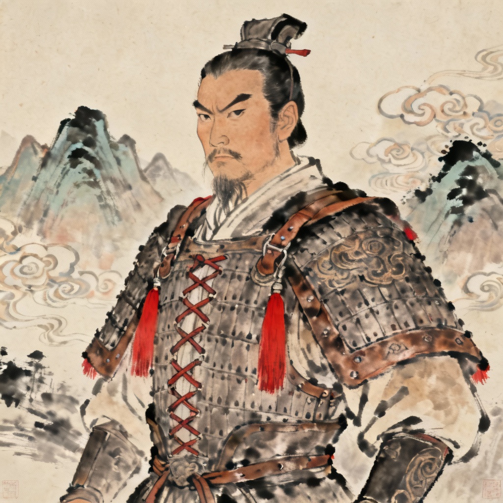 AI Tang Dynasty armored general in lamellar armor