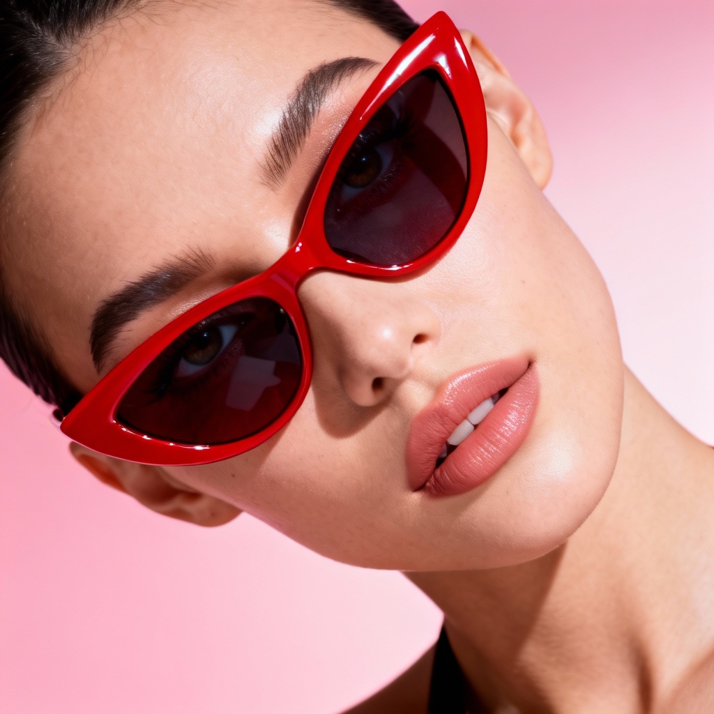 AI cat-eye glam sunglasses editorial