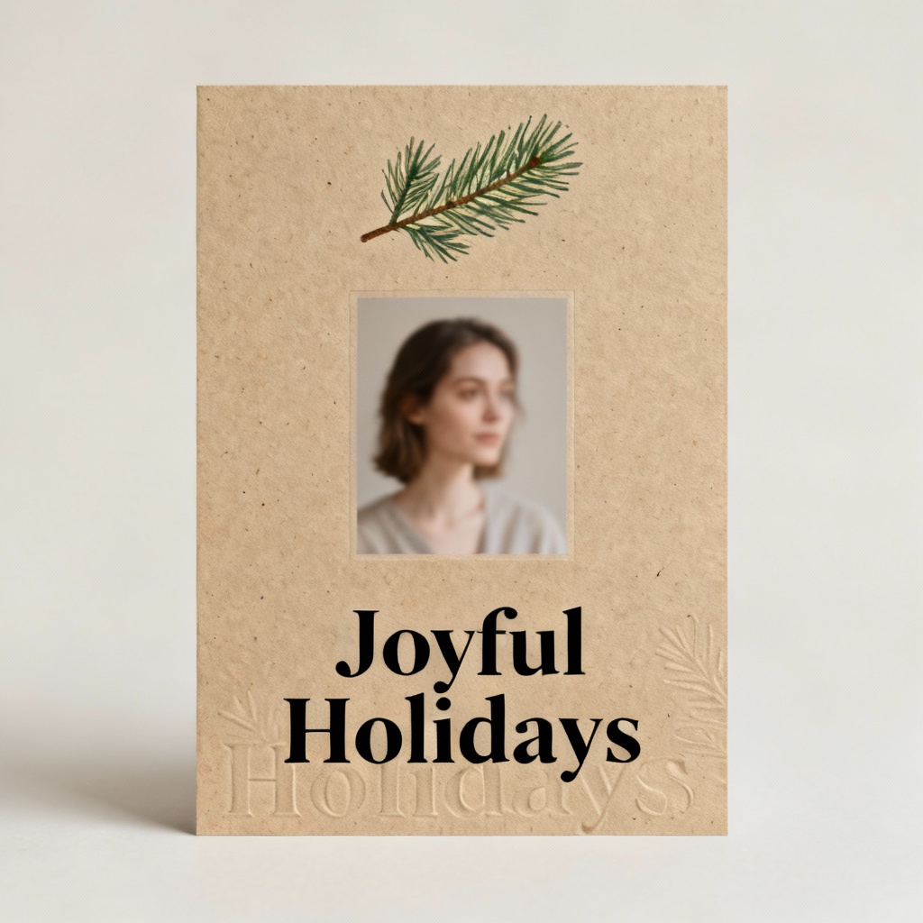 AI minimalist Nordic Christmas card with pine branch