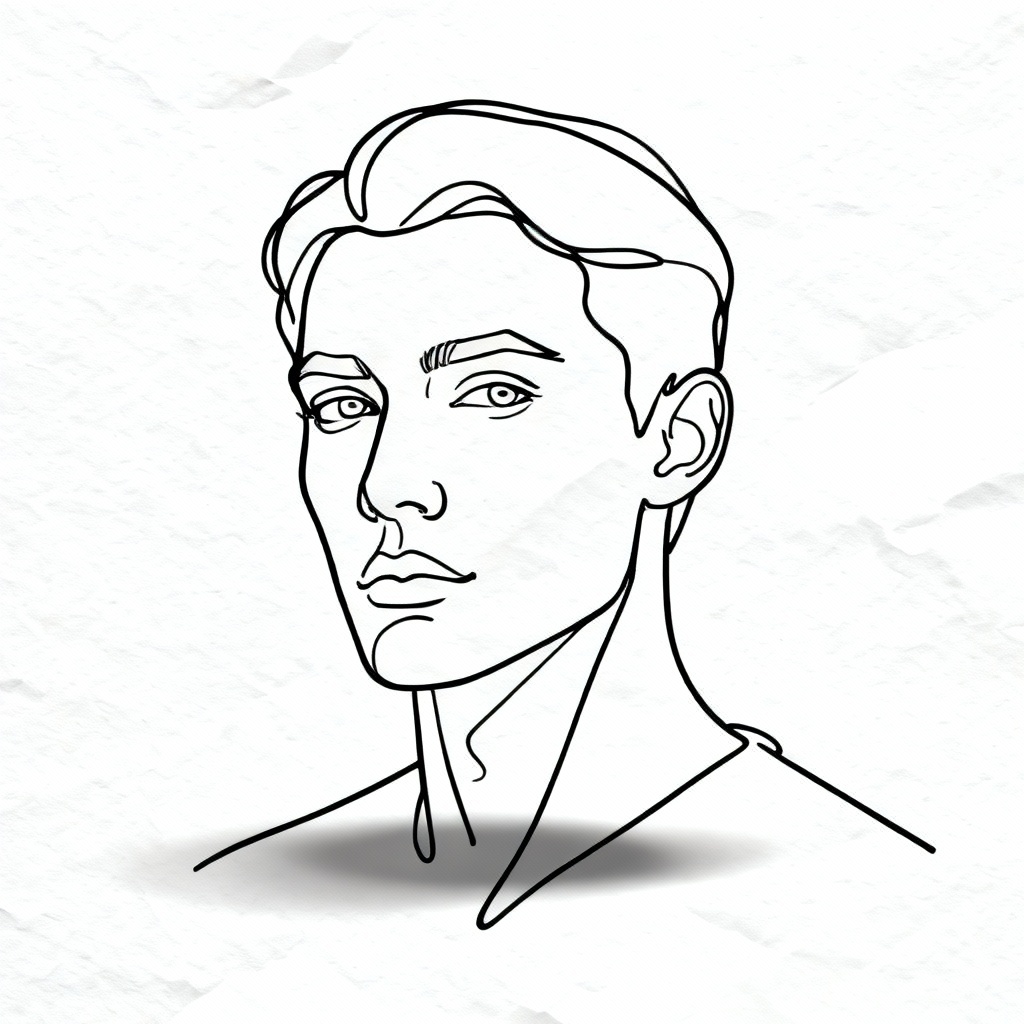 AI minimalist line art portrait on white background