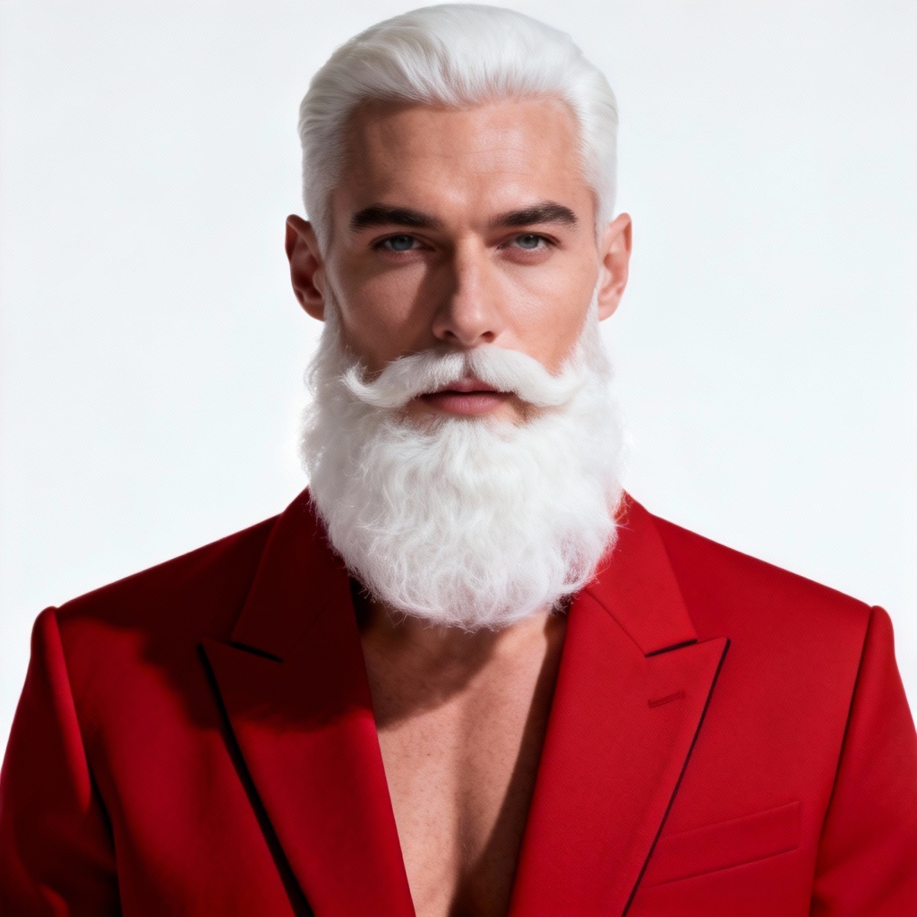 AI minimalist Santa portrait with clean studio background