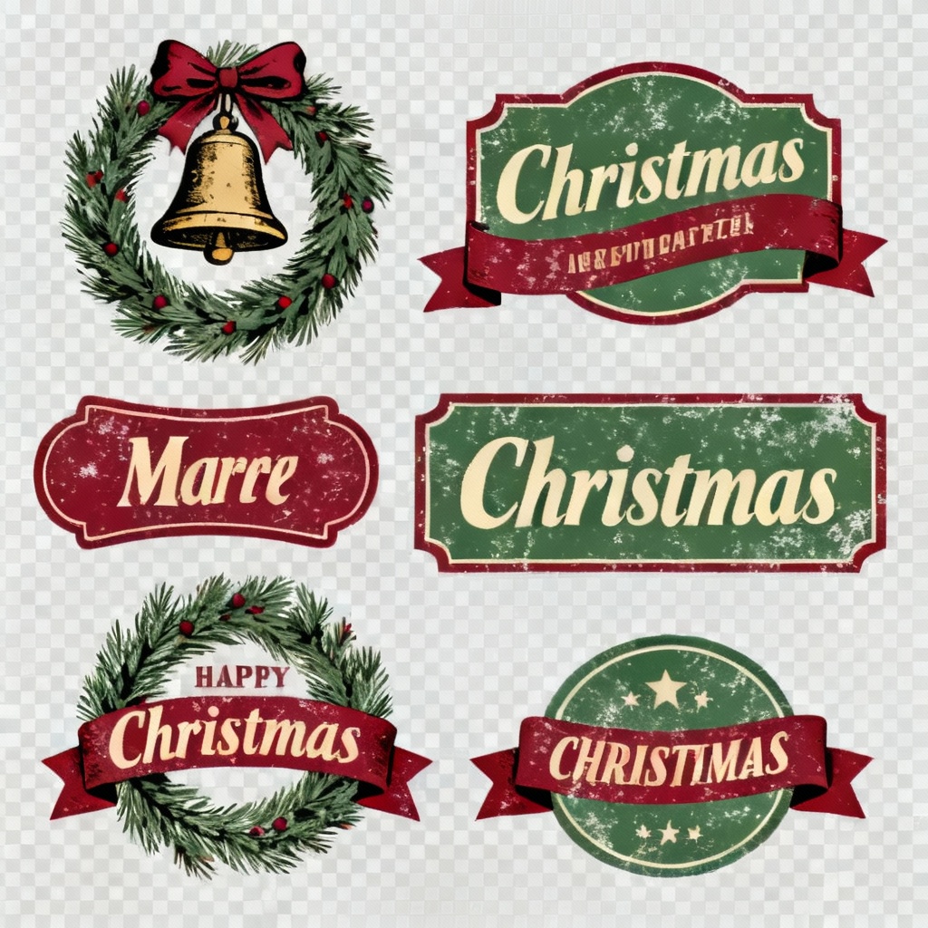 Vintage retro Christmas label and badge clip art