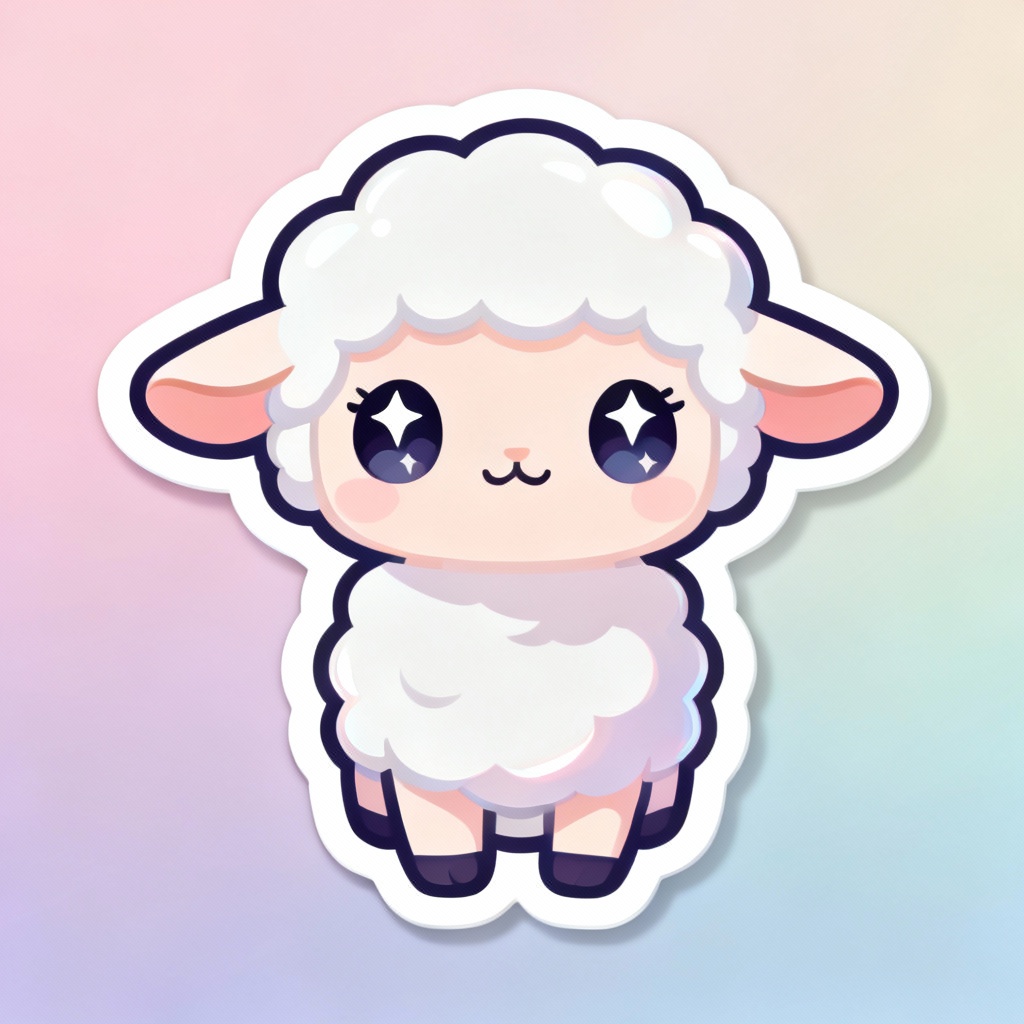 AI kawaii cartoon lamb sticker design