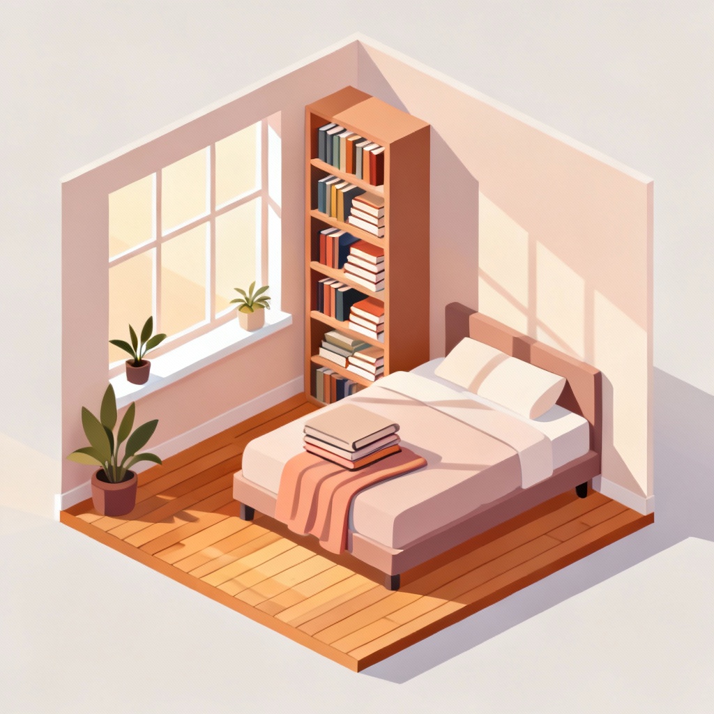 AI isometric cozy room illustration