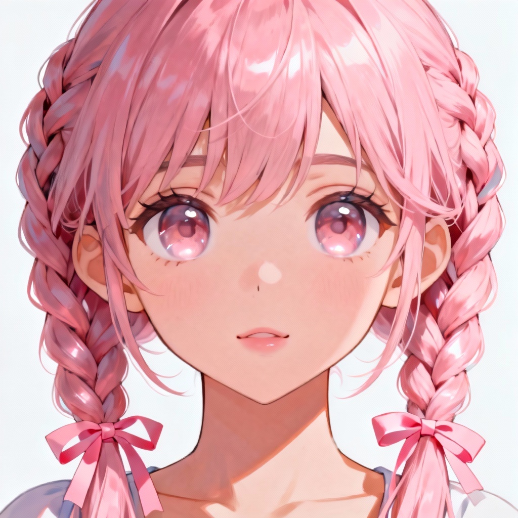 Anime pink braided hairstyle
