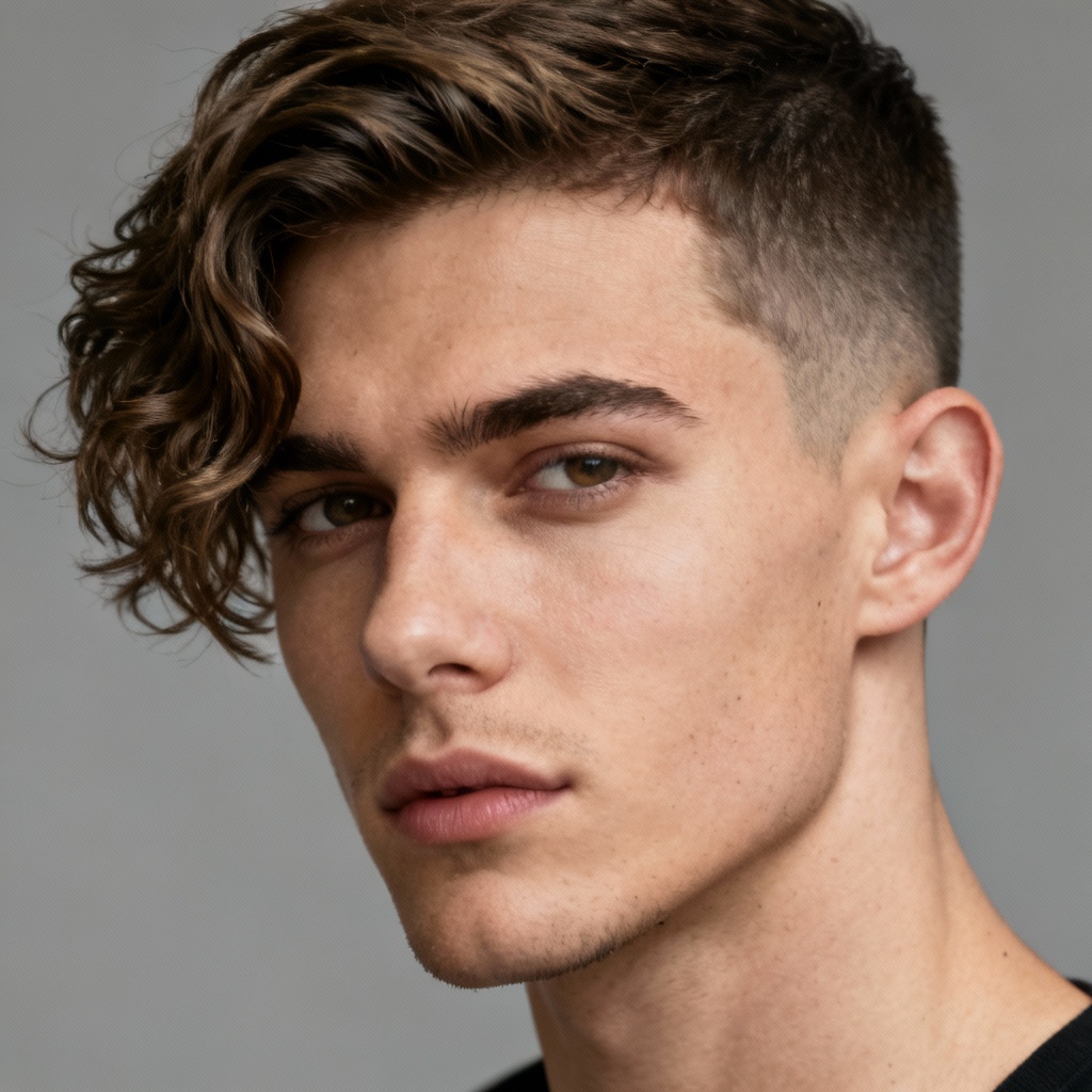 AI men’s textured wavy crop with natural movement