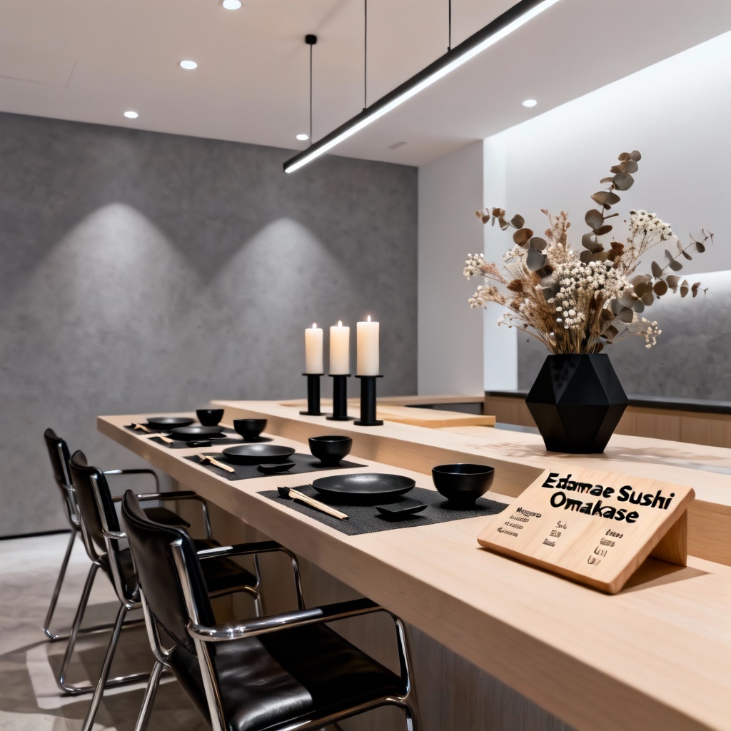 AI modern minimalist restaurant dinner for two