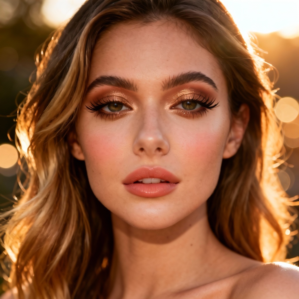 AI soft glam headshot with warm tones