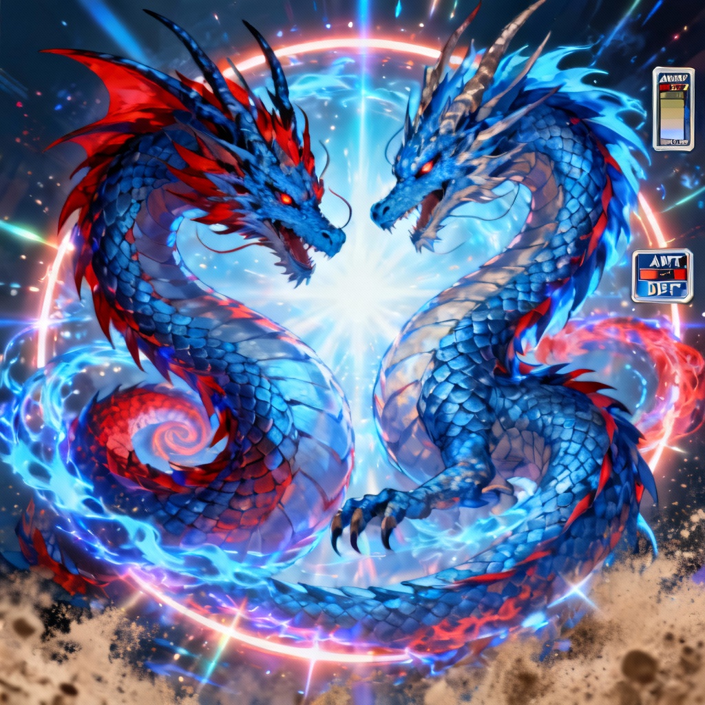 AI fusion dragon anime card art