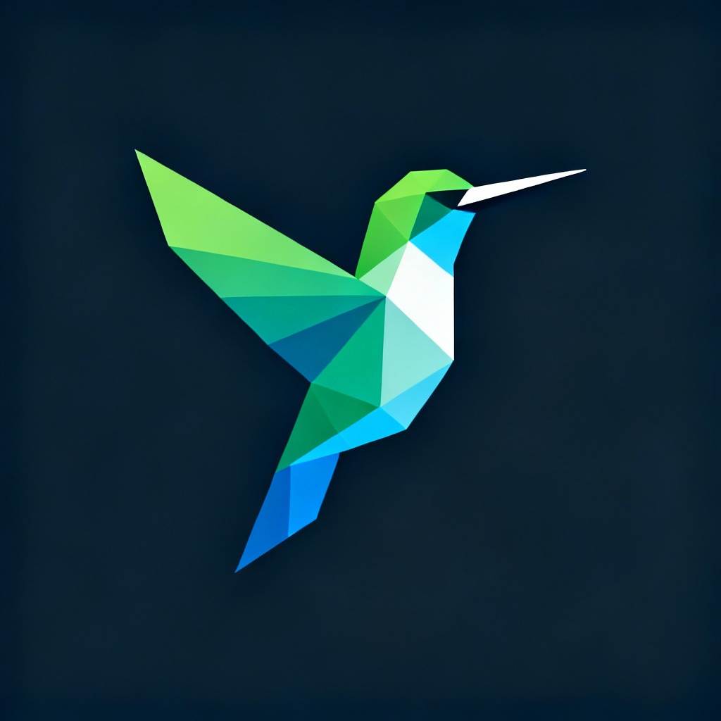 Low poly geometric hummingbird vector logo