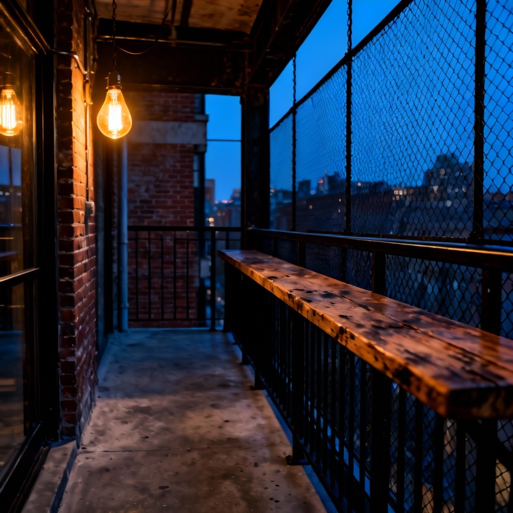 Industrial loft balcony with metal railing