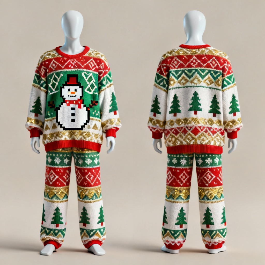 AI ugly sweater style Christmas pajamas mockup
