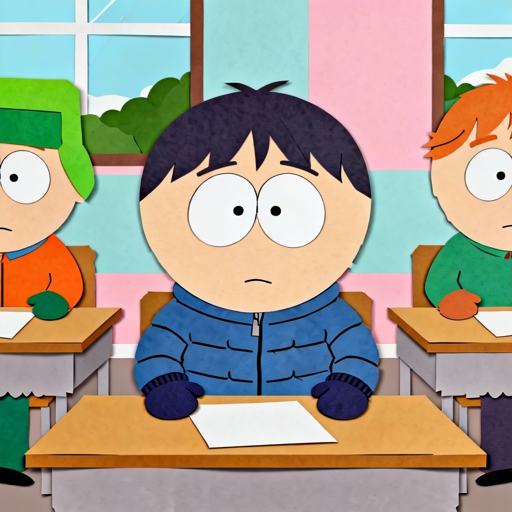 AI South Park style classroom scene