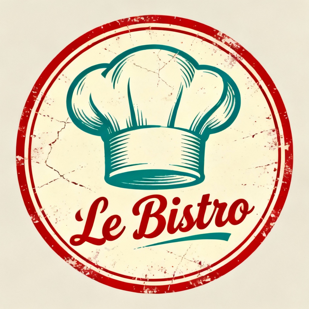 AI retro bistro chef hat badge design