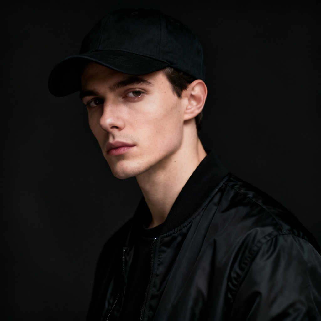 AI black streetwear portrait with noir lighting