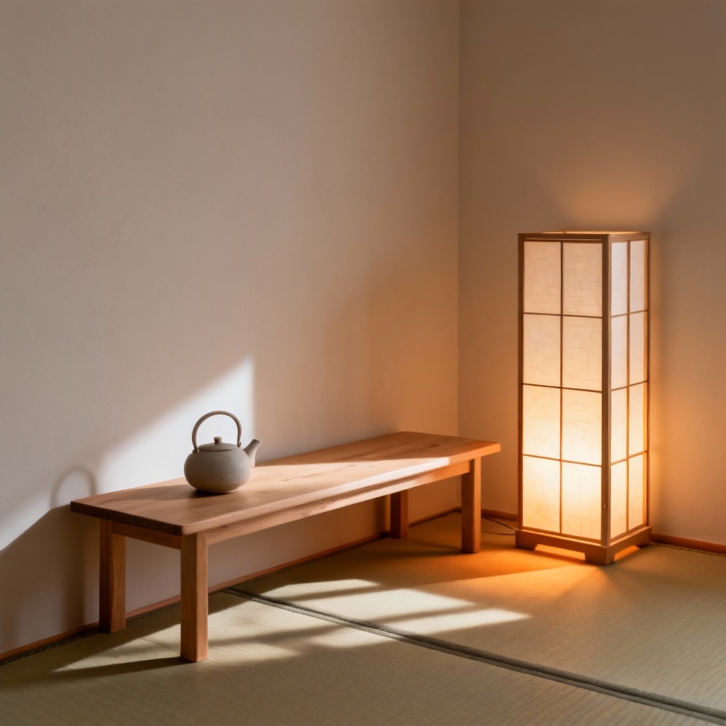 AI Japandi Cozy Corner With Warm Shoji Lamp