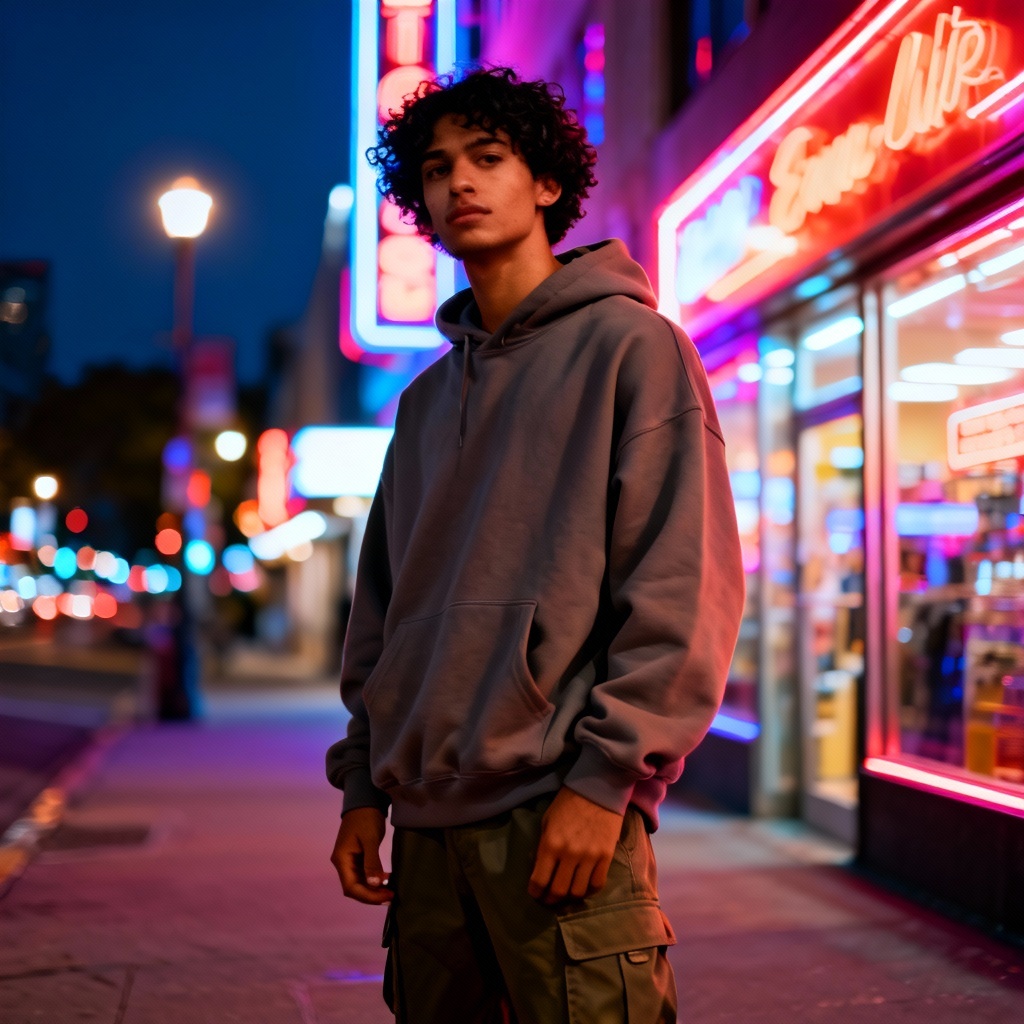 AI young adult male streetwear portrait