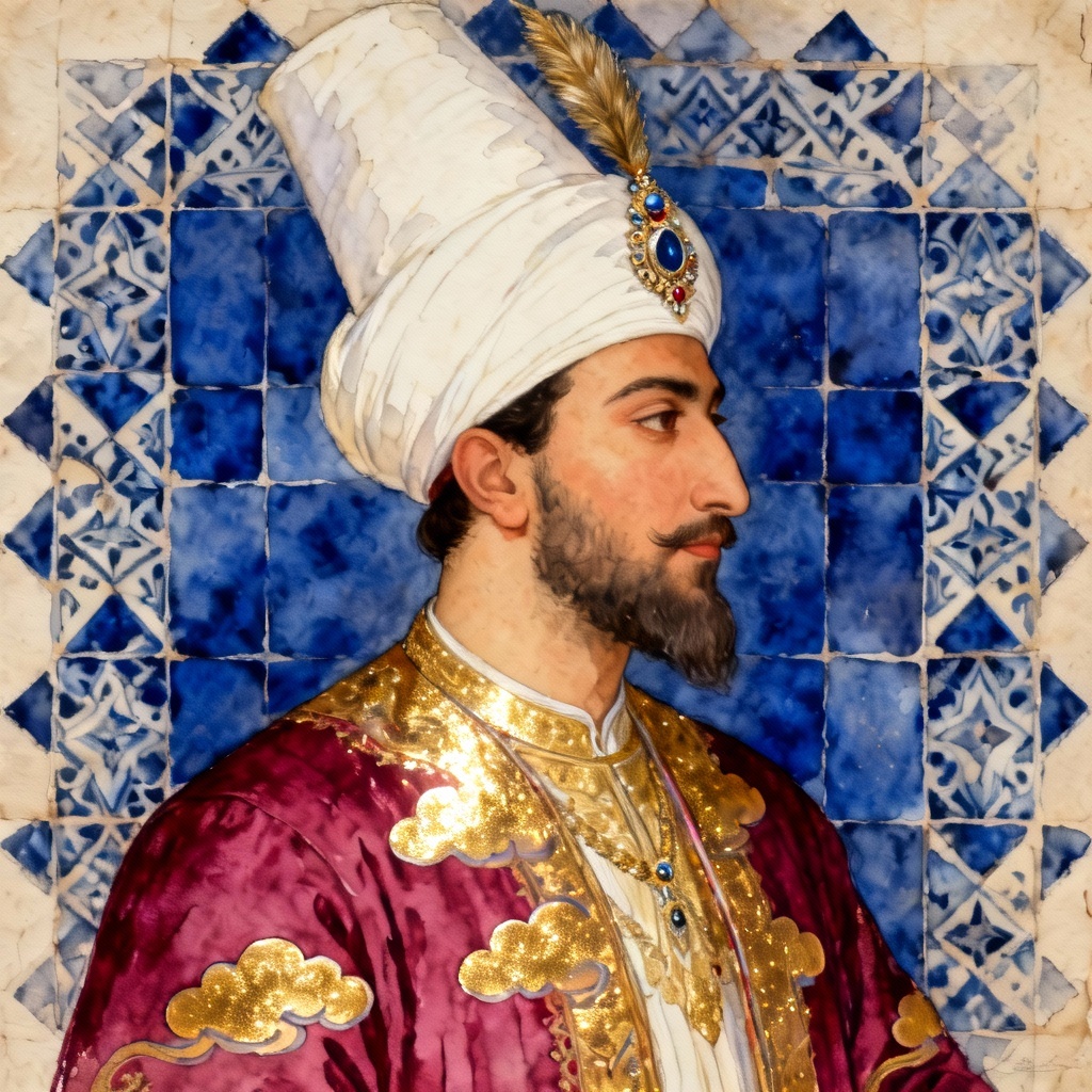 AI Imperial Sultan Ottoman Miniature Portrait