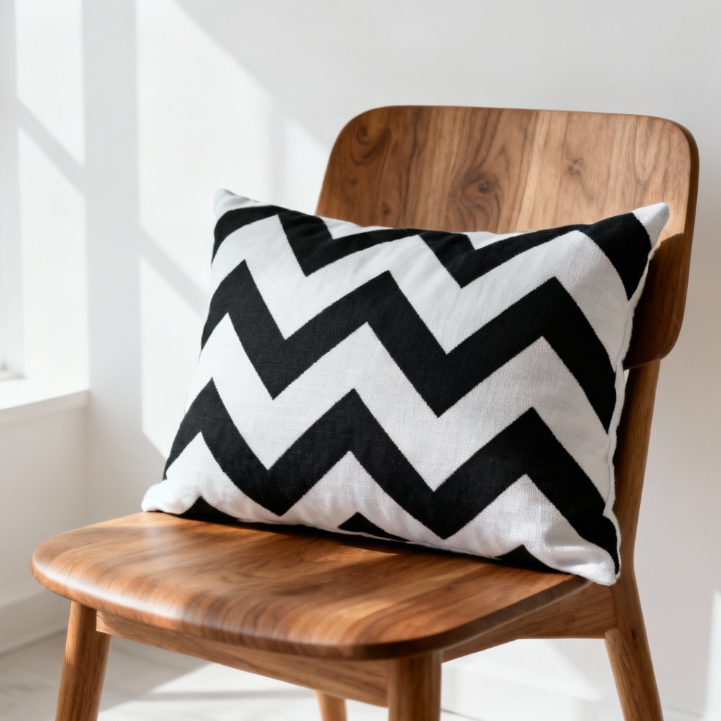 AI Scandinavian black and white lumbar pillow