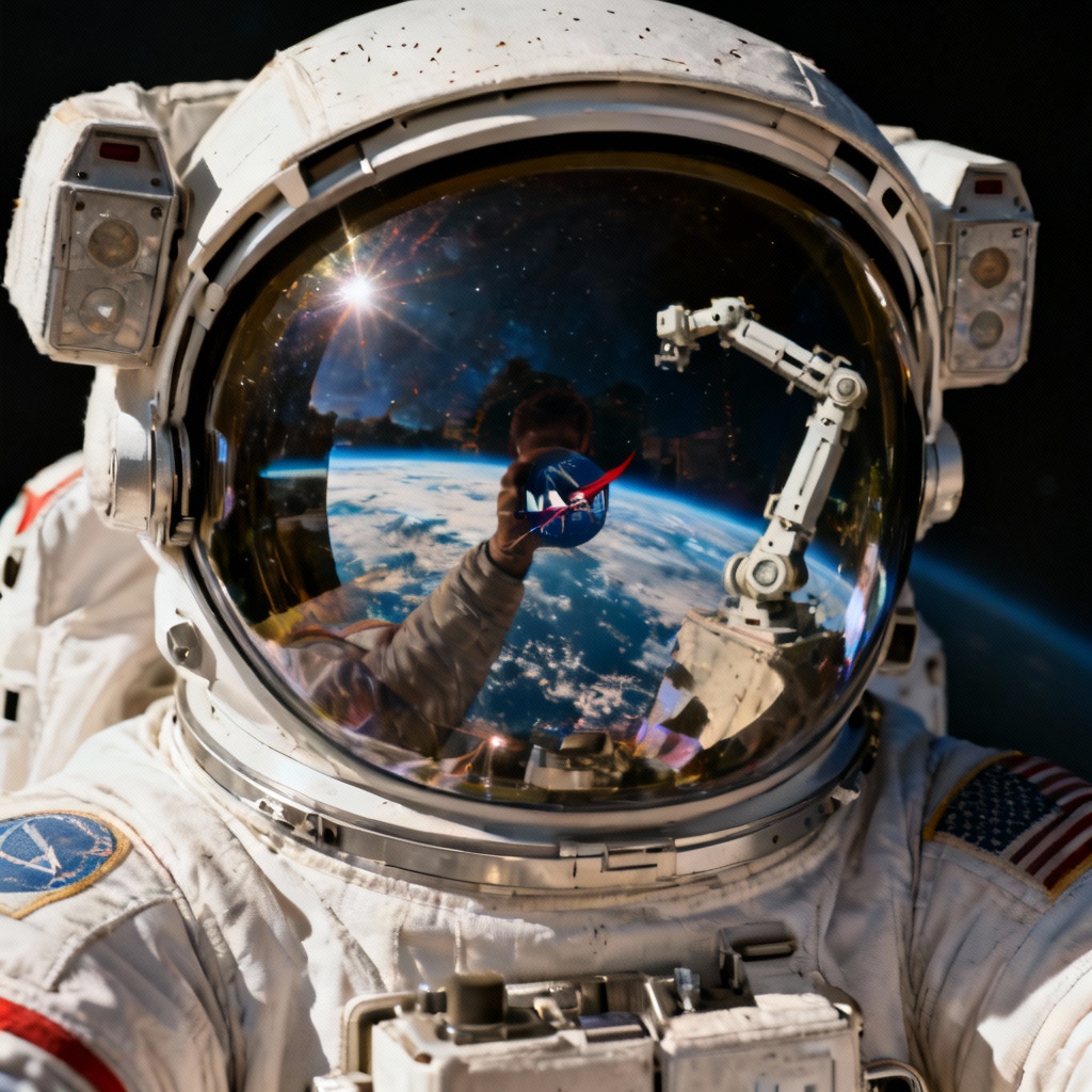 AI Spacewalk Selfie With Earth