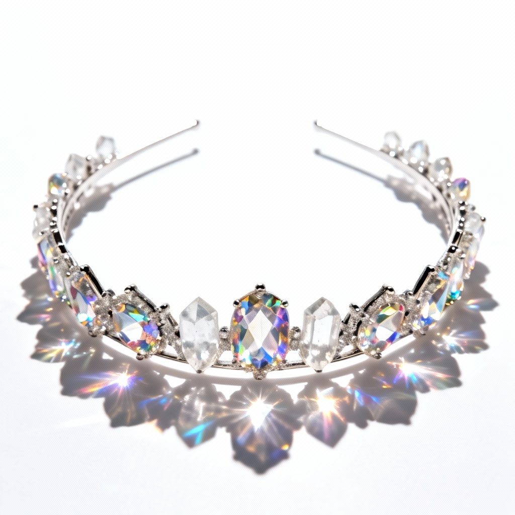 AI princess crystal halo tiara with prismatic crystals