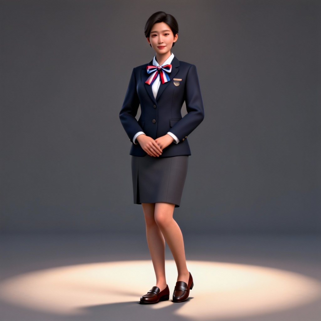 3D stylized adult character wearing Korean gyobok-inspired outfit