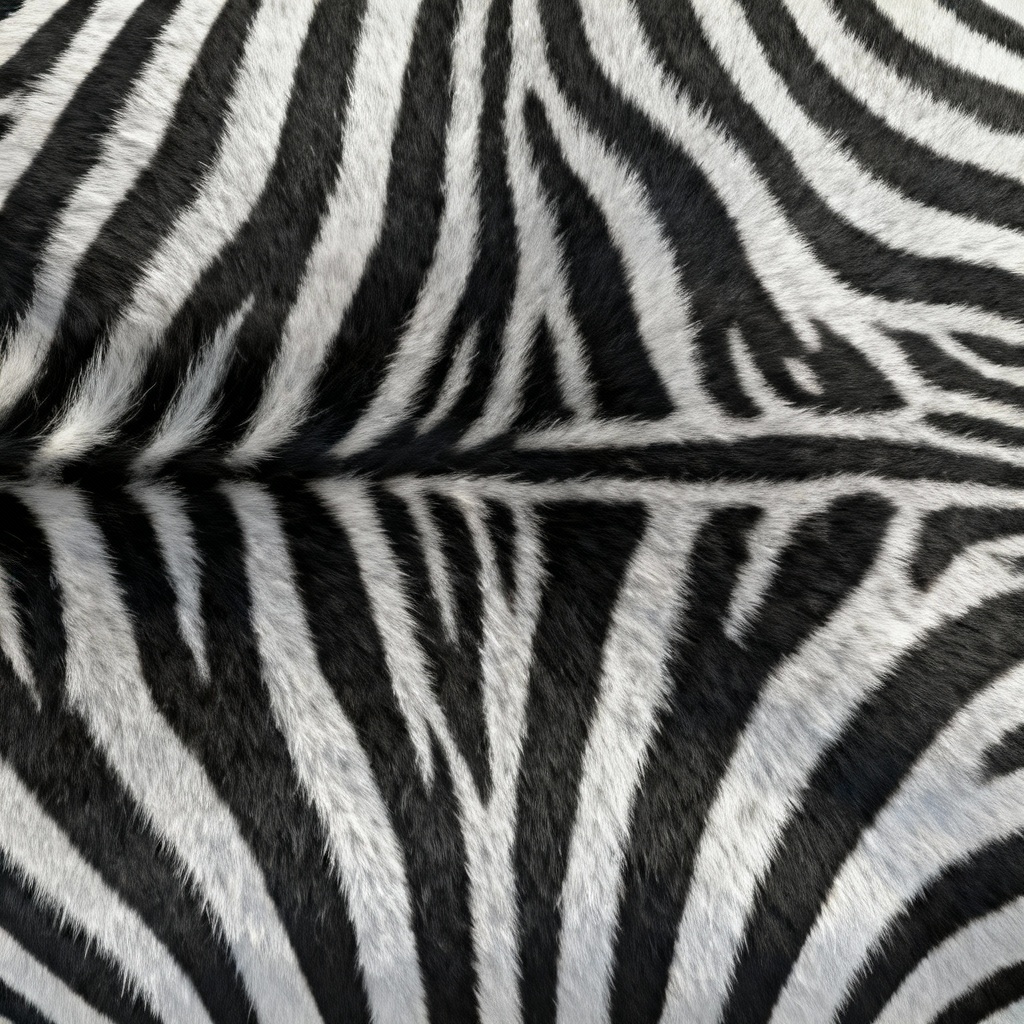 AI generated seamless black and white zebra fur texture in 4K