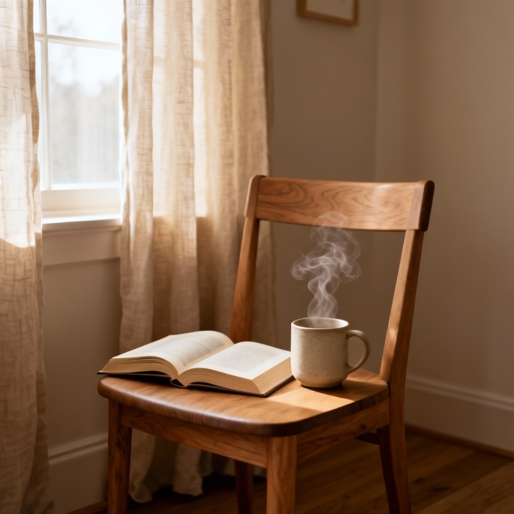 AI cozy relaxing reading nook