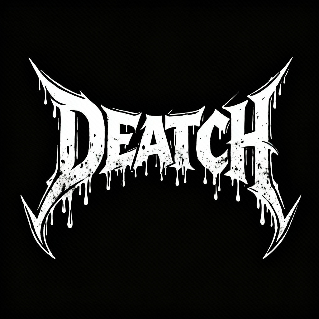 Old school death metal logo with dripping effect