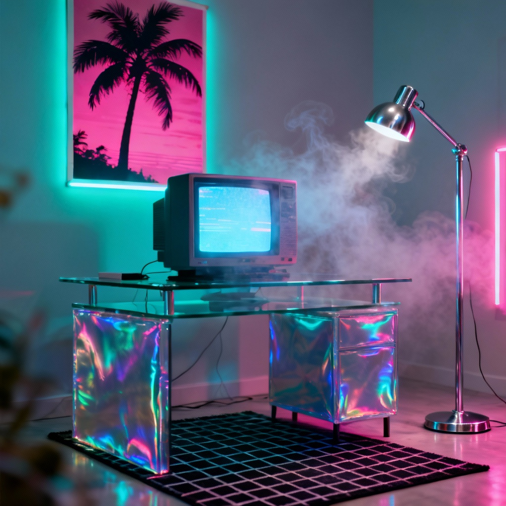 AI vaporwave neon Y2K bedroom concept