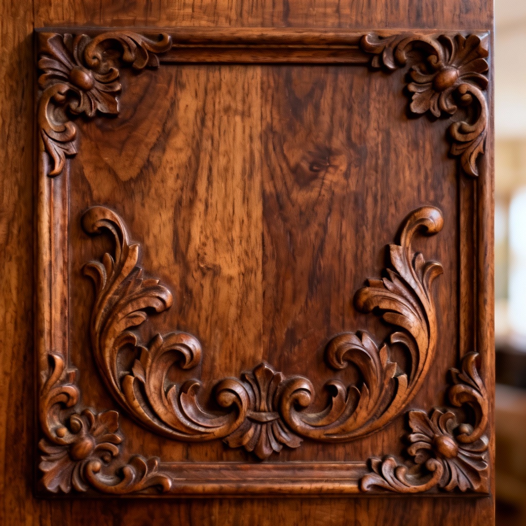 AI Baroque Floral Carved Panel