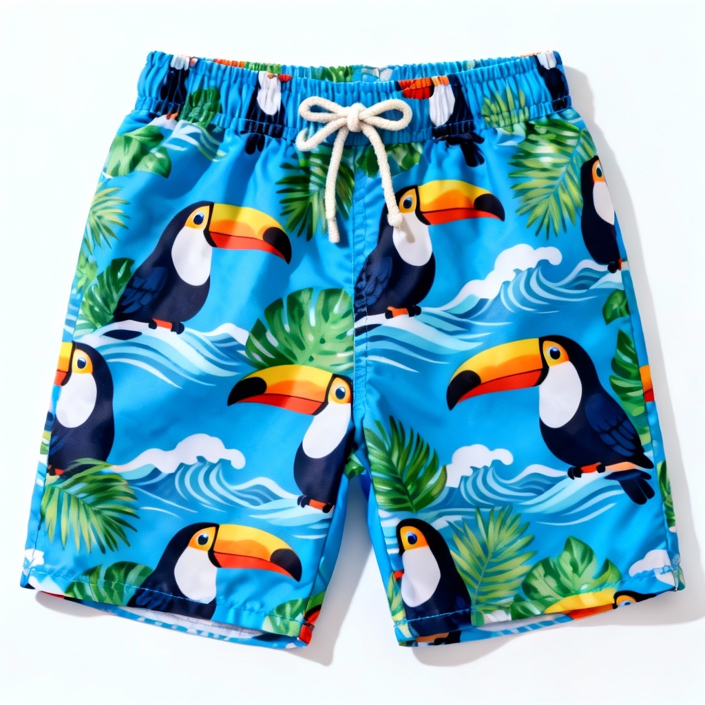 AI kids tropical animal swim shorts