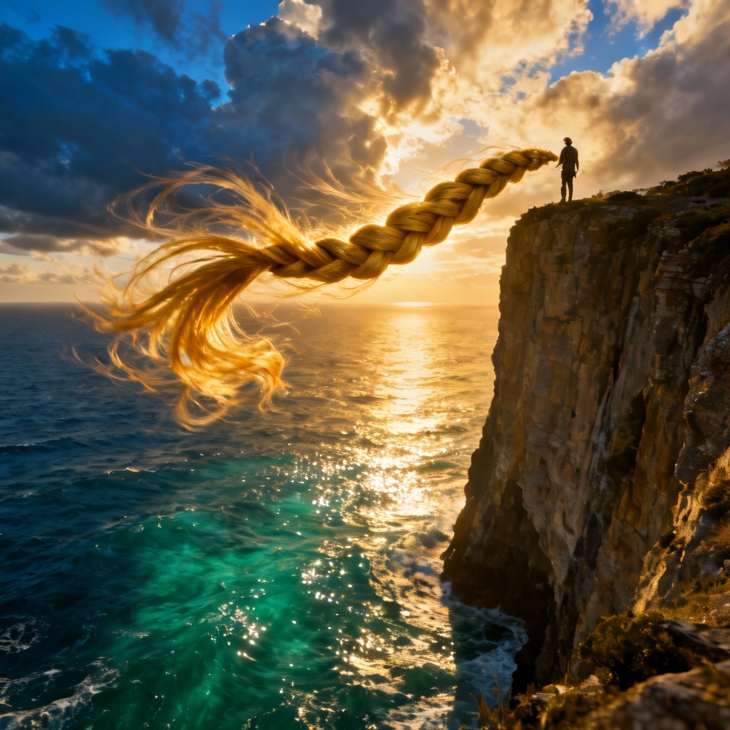 AI Rapunzel heroic cliff panorama