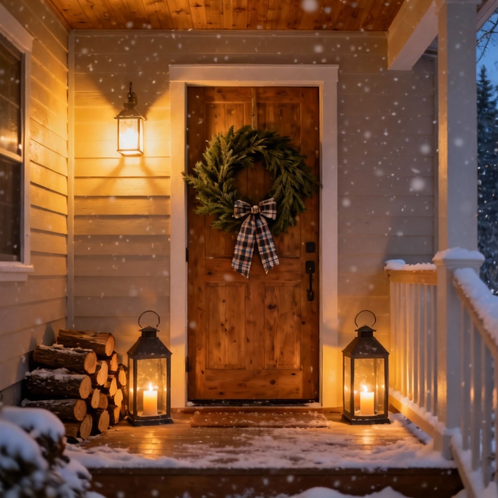 AI Rustic Farmhouse Porch Christmas Decor